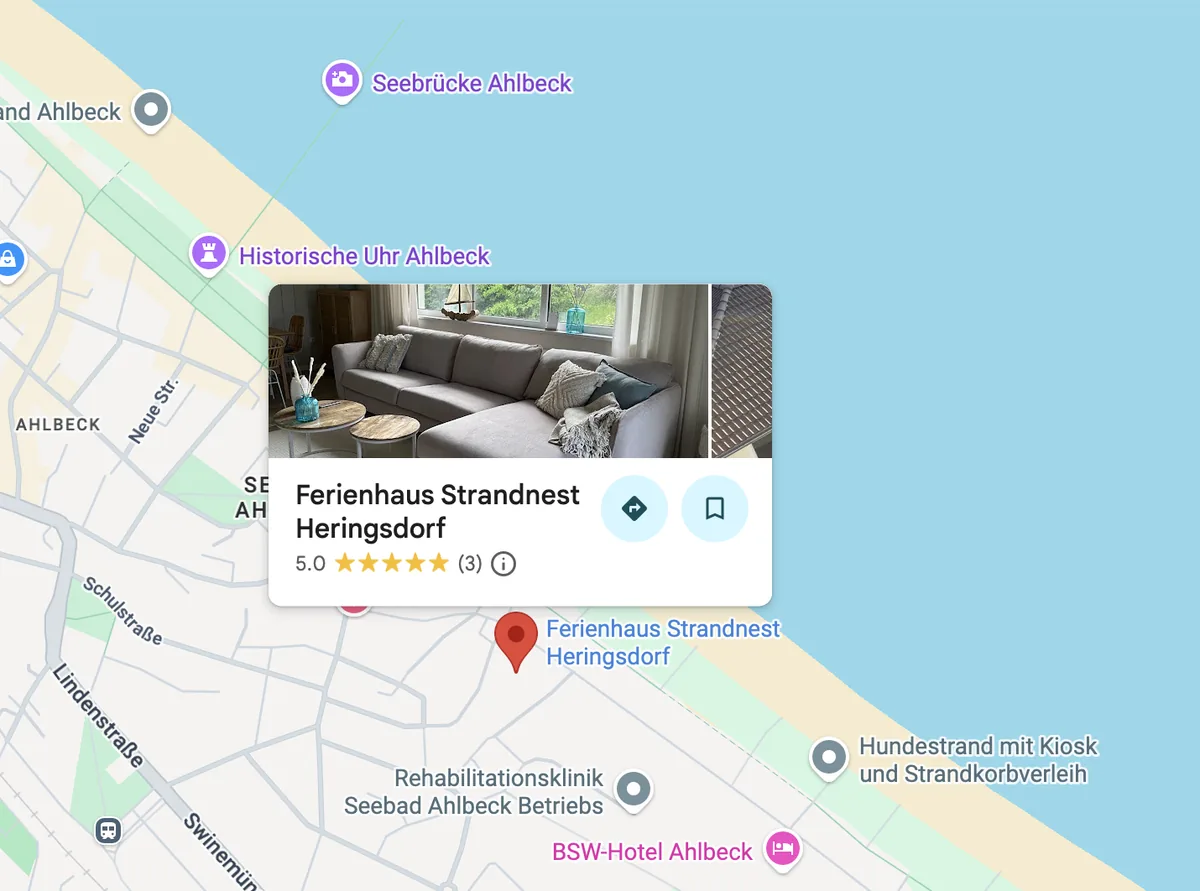 Location of the Strandnest holiday home in Seebad Ahlbeck on Google Maps